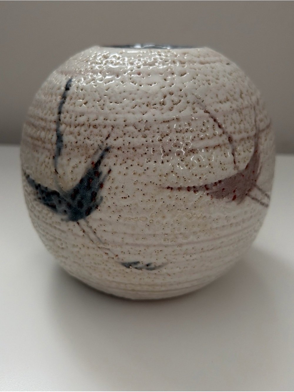 Vintage Shino Ware Round Vase Japan